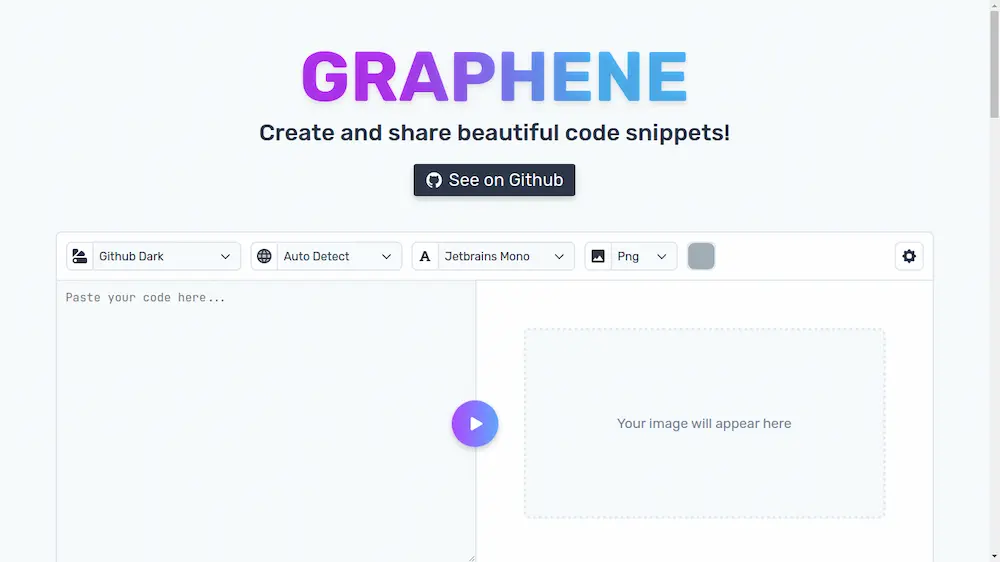 Screenshot of Graphene project interface