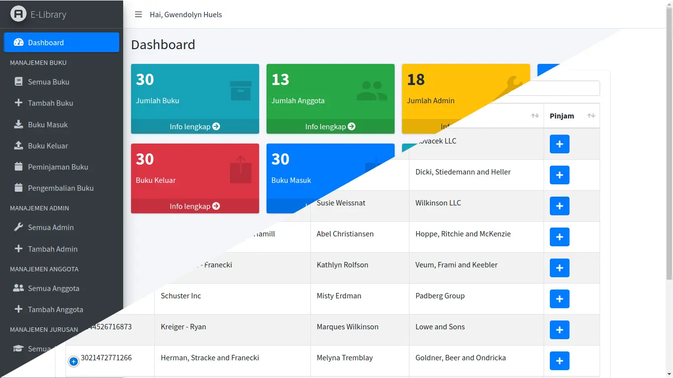 Screenshot of Online Library project interface