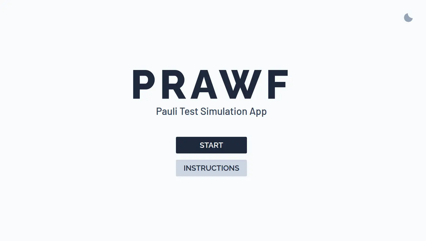 Screenshot of Prawf project interface