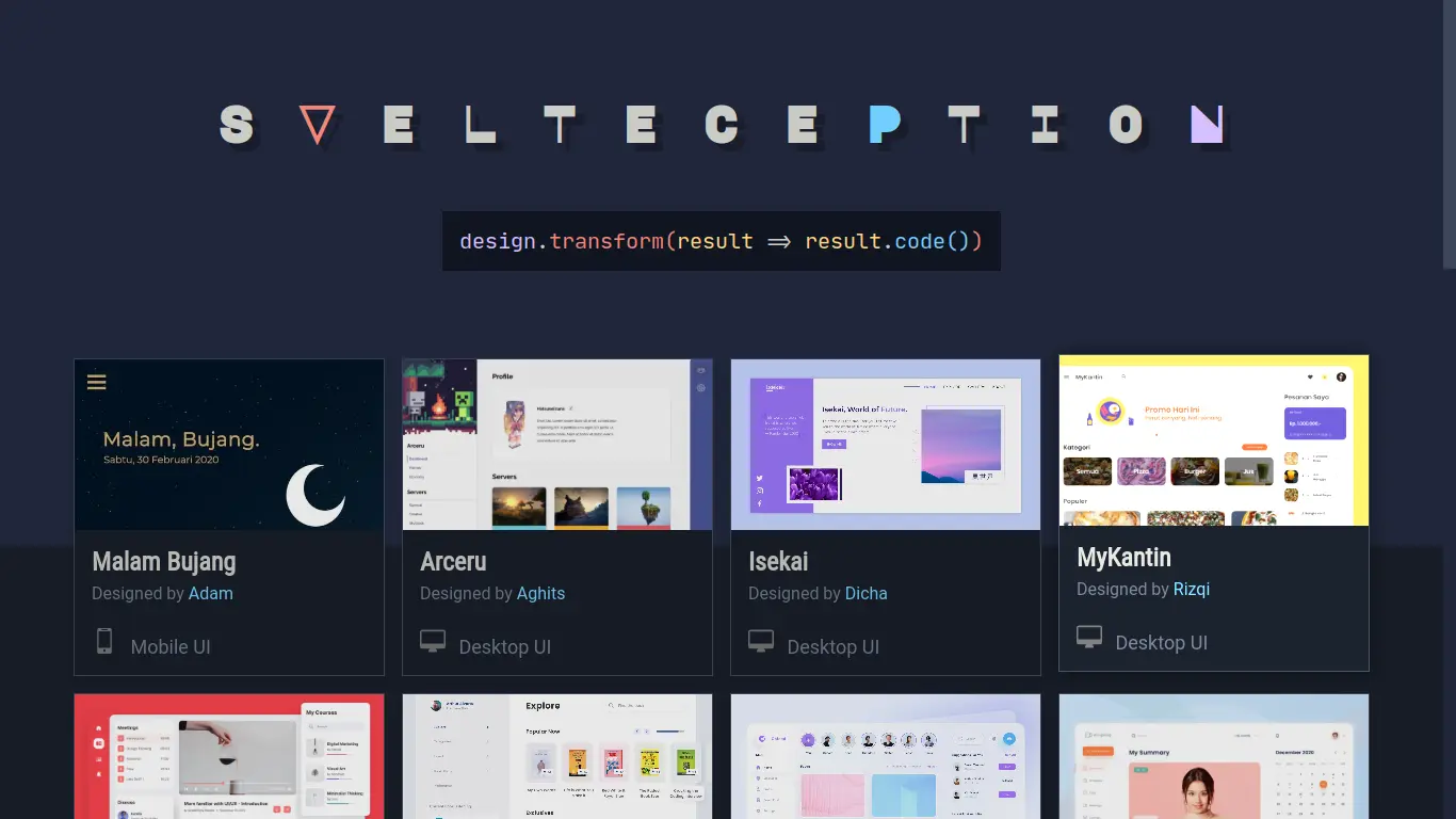 Screenshot of Svelteception project interface